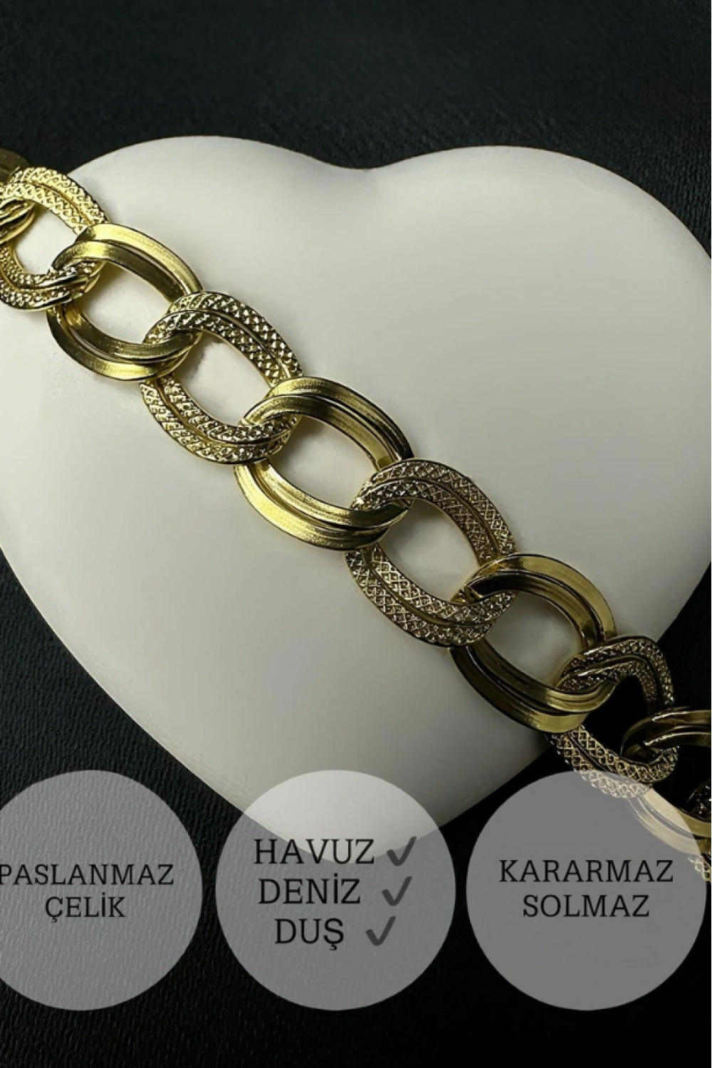 Samanyolu / Uzayyolu Tasarım Gold Çelik Zincir Kolye | Sirius Serisi