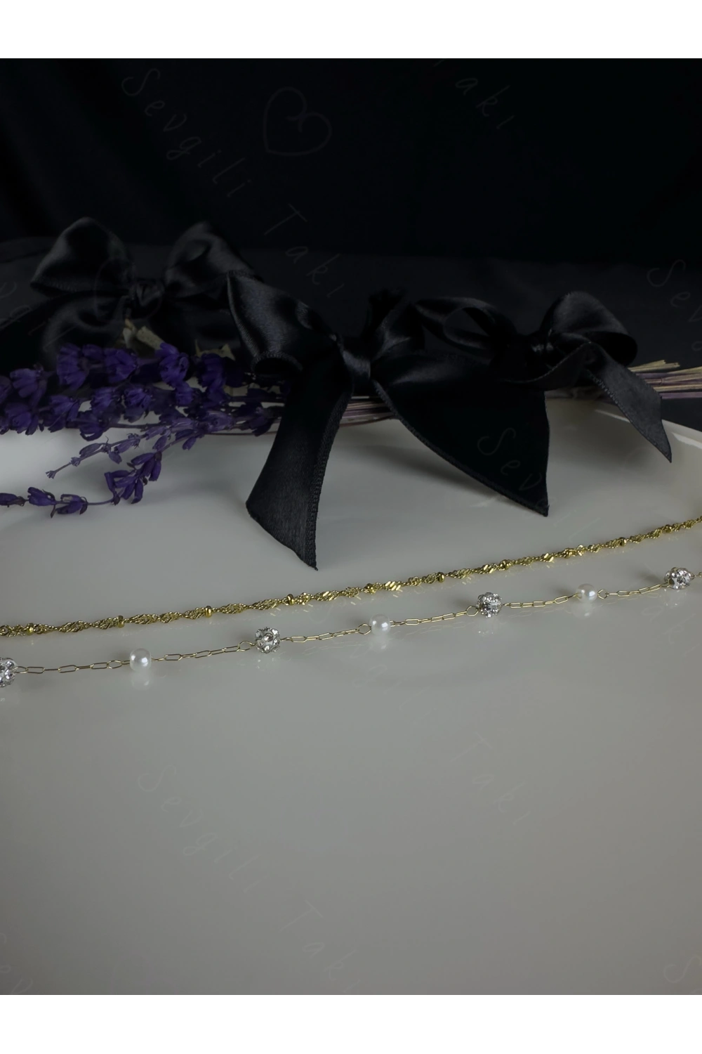 Toplu Burgu Taşlı Zincir Model Gold Çelik Halhal | Karma Serisi