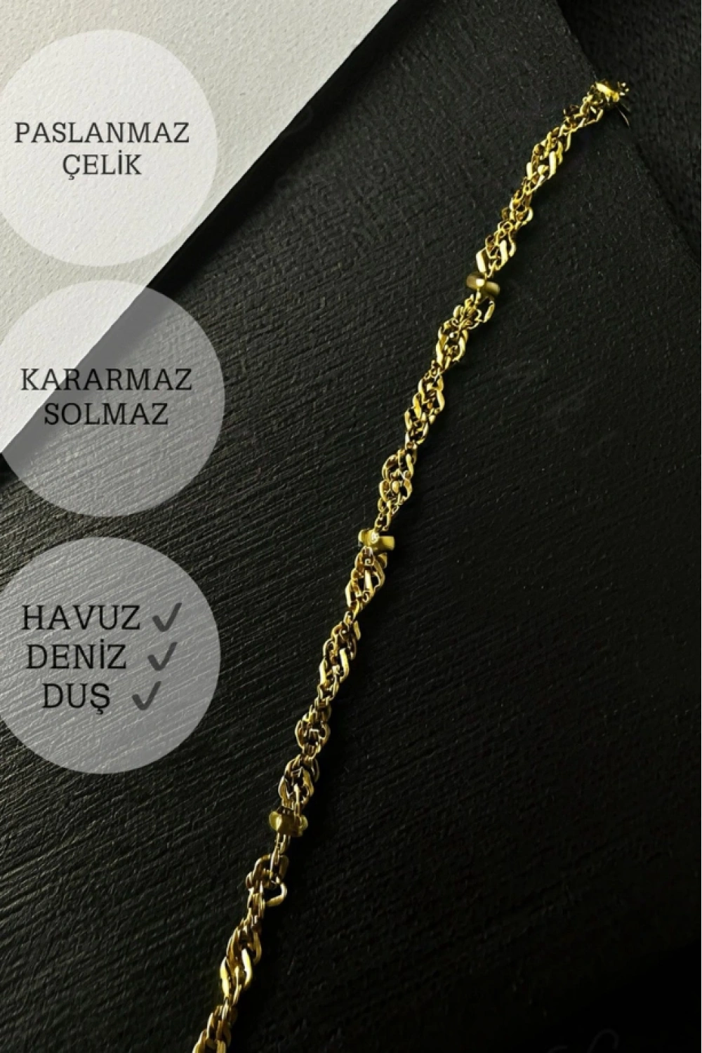 Toplu Burgu Zincir Gold Renk Çelik Şahmeran | Karma Serisi
