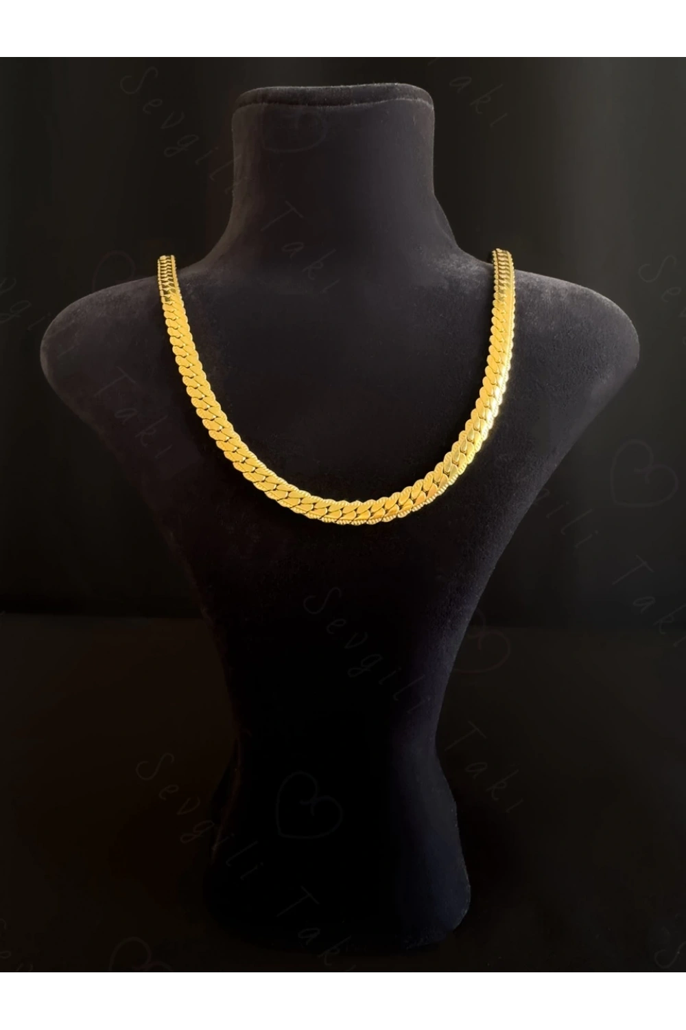 Yassı Model Snake Yılan Gold Çelik Zincir Kolye | 1+ Serisi