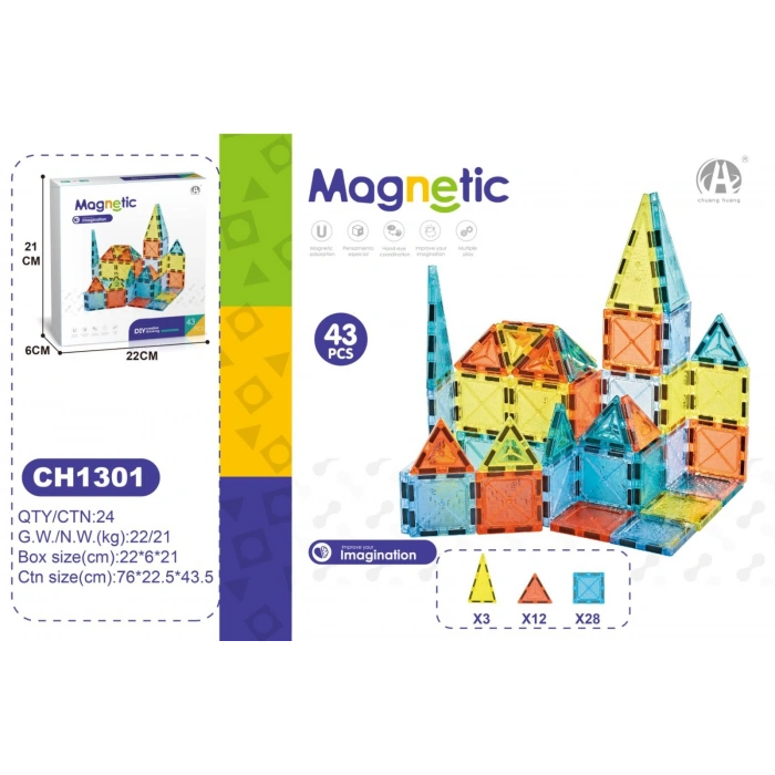 03-CH1301 5,5 CM MANYETİK BLOKLAR 43 PCS