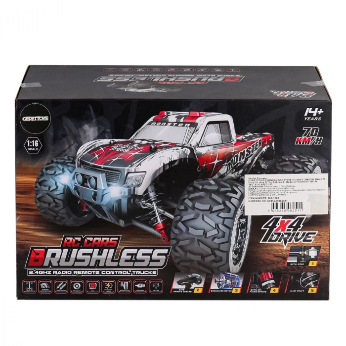 866-1602 Kumandalı 1:16 70 km/h Brusless Araba 4x4