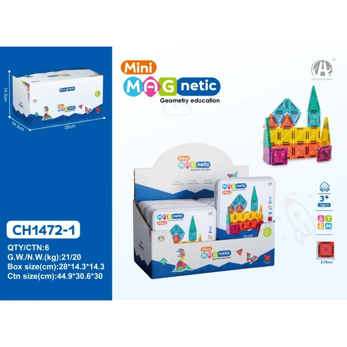 CH1472-1 3.75CM  Mini Magnetic BlokMetal Kutu  24 PCS