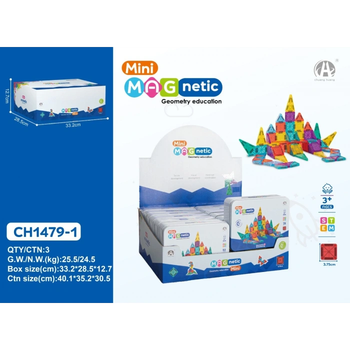 CH1479-1 3.75CM  Mini Magnetic Blok Metal Kutu  78 PCS