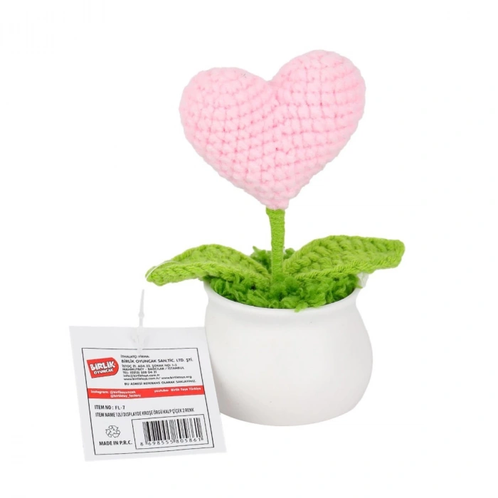 FL-7 12Lİ Kroşe Örgü Saksıda Kalp -Birliktoys