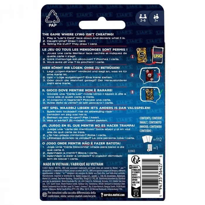 JLH43 UNO Liars Kartlar