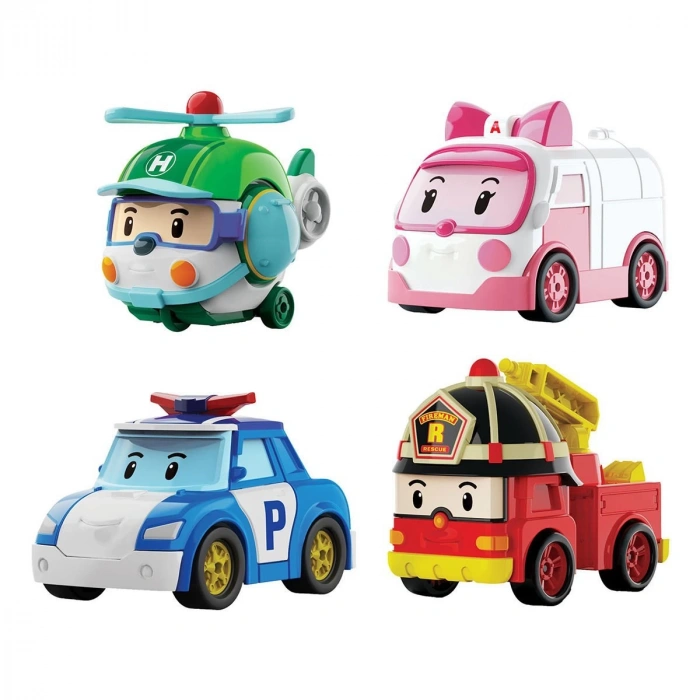 POLI MRT-760 Robocar Poli Mini Kasabanın Kurtarma Araçları 4lü Set