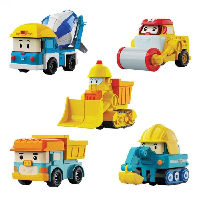 POLI MRT-761 Robocar Poli Mini İnşaat Araçları 5li Set