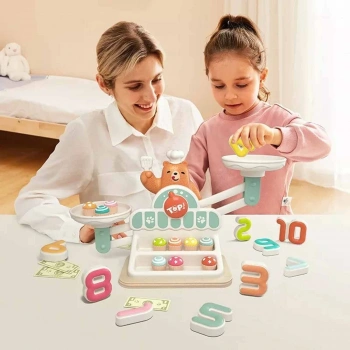 3905 SUN-Ahşap Manyetik Terazi Alışveriş Oyunu