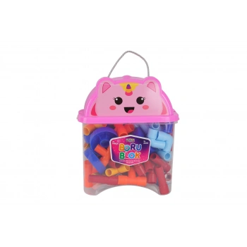 HC1044 HAYVAN FİGÜRÜ KAPAKLI KAPTA 72 PARÇA BORU BLOK