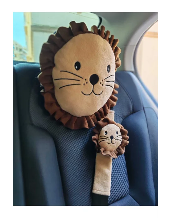 2li paket Şampiyon Arslan Araç Yastık Ve Kemer Seti Yol Arkadaşı Yastık Kemer Puset Dekoru Aslan