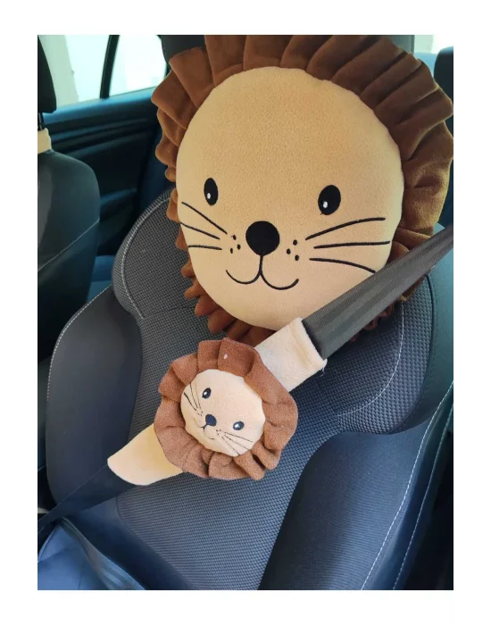 2li paket Şampiyon Arslan Araç Yastık Ve Kemer Seti Yol Arkadaşı Yastık Kemer Puset Dekoru Aslan