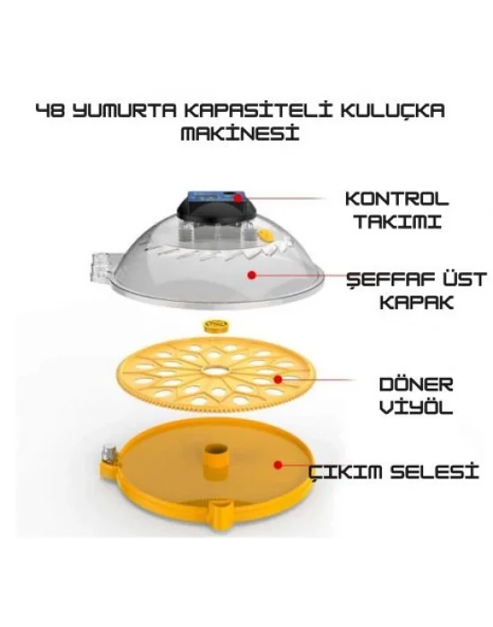 Evonest Evo-Ufo-48 Yumurta Kapasiteli UFO Model Ev Hobi Küçük Çiftlik Tam Otomatik Kuluçka Makinesi