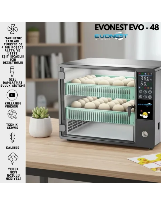 48 Yumurtalık Tam Otomatik Hobi Kabin Tip Kuluçka Makinesi | Tavuk ve Kanatlı Yumurtaları