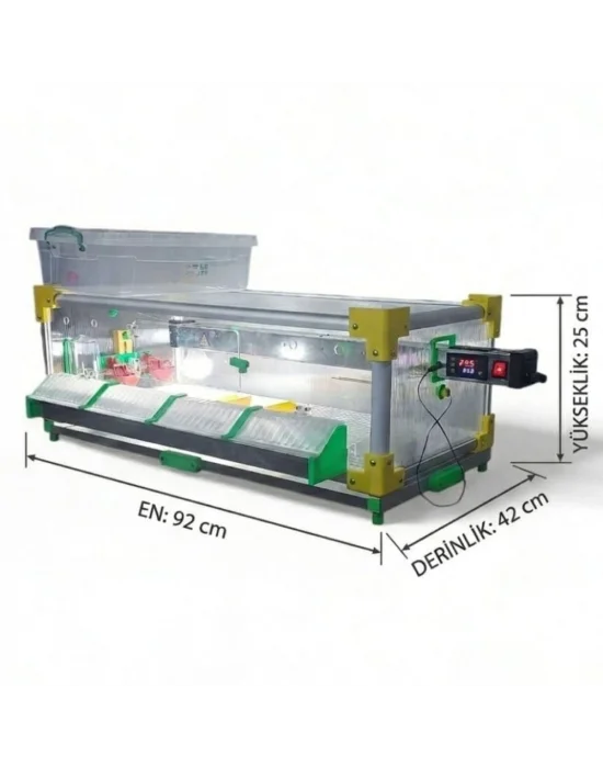 Evonest Tek Katlı Lüks Civciv Büyütme Kafesi – Dijital Termostatlı, Isıtıcılı, Otomatik Suluklu 92x15x42 cm Anakucağı