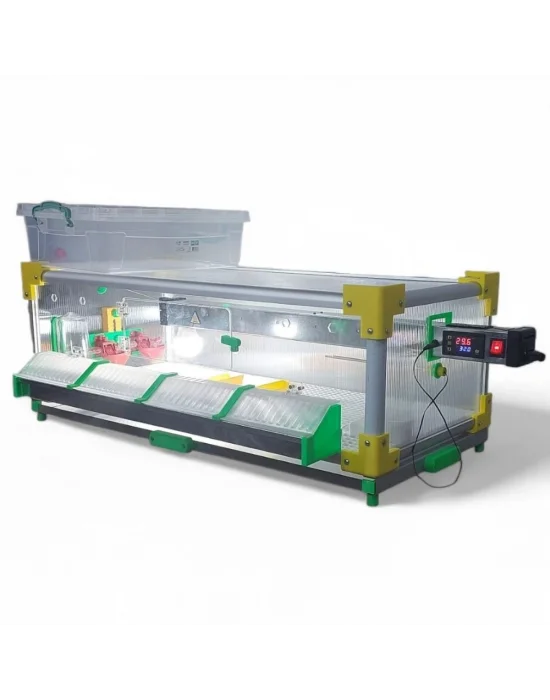 Evonest Tek Katlı Lüks Civciv Büyütme Kafesi – Dijital Termostatlı, Isıtıcılı, Otomatik Suluklu 92x15x42 cm Anakucağı