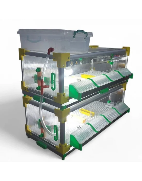 Evonest Tek Katlı Lüks Civciv Büyütme Kafesi – Dijital Termostatlı, Isıtıcılı, Otomatik Suluklu 92x15x42 cm Anakucağı