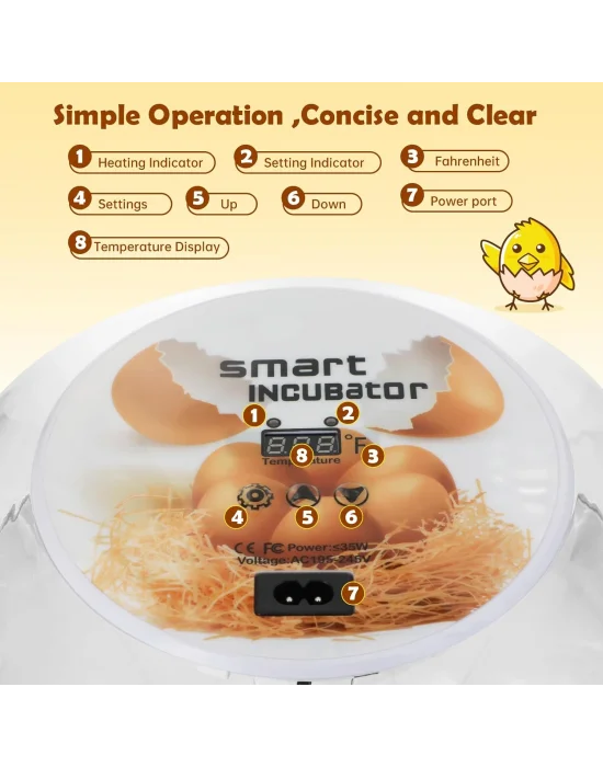 12 Kapasiteli Kuluçka Makinesi, Otomatik Yumurta Çevirime Akıllı kuluçka makinesi