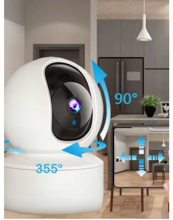 360° Bebek İzleme Kamerası | Sesli Güvenlik, Hareket Algılama ve 32GB Hafıza Kartı