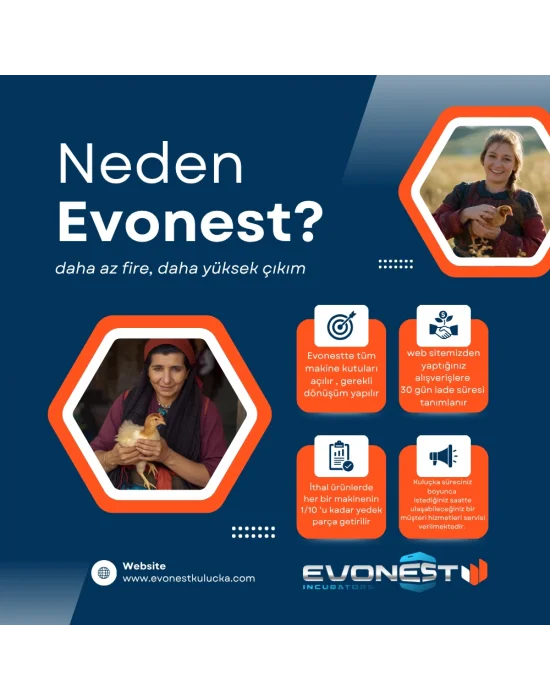 Evonest 120 Yumurtalık Kuluçka Makinesi | Turuncu Renk