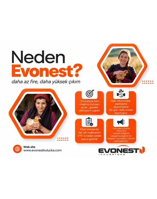 Evonest 120 Yumurtalık Kuluçka Makinesi | Turuncu Renk