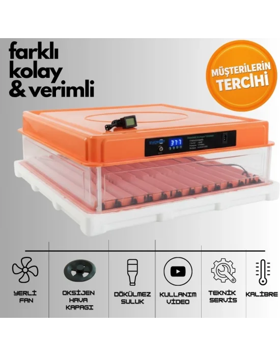 Evonest 120 Yumurtalık Kuluçka Makinesi | Turuncu Renk