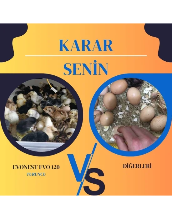 Evonest 120 Yumurtalık Kuluçka Makinesi | Turuncu Renk