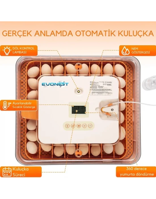 Evonest 56 Yumurtalık Kuluçka Makinesi | Turuncu Model