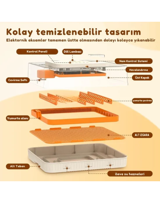 Evonest 56 Yumurtalık Kuluçka Makinesi | Turuncu Model