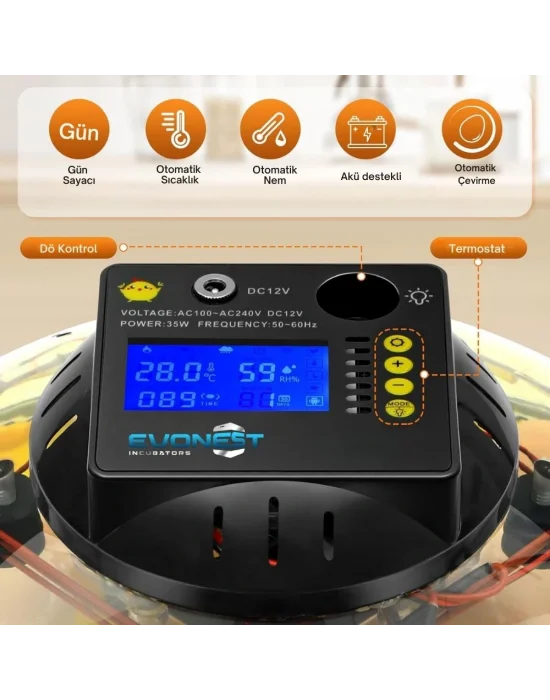Evonest Evo-UFO-48 | 48 Yumurtalık UFO Model Tam Otomatik Kuluçka Makinesi