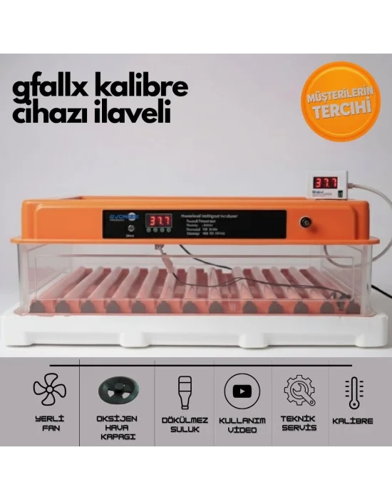 Evonest Kuluçka Makinesi GFALLX dönüşüm-Ek performans-120 Yumurtalık | Turuncu Renk