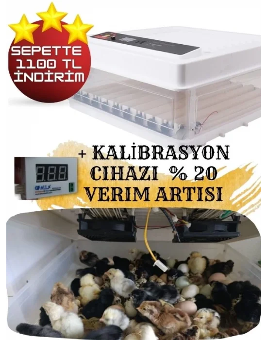 Gfallx Kalibre Cihazlı Beyaz Kaz Uyumlu 120 Yumurtalık Otomatik Kuluçka Makinesi
