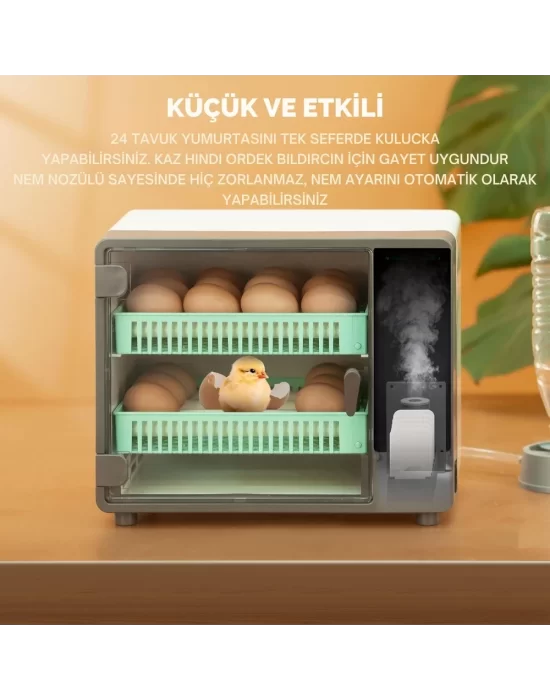 24 Yumurtalık Tam Otomatik Kuluçka Makinesi – Hobi Tip Kabin Modeli