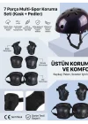 Paten Bisiklet Kaskı Kaykay Kırmızı Siyah Lacivert Pembe Kız Erkek Çocuk Kaskı, Dizlik Dirseklik Eldiven 3-8 Yaş