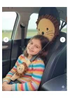 Şampiyon Aslan Araba Süsü Boyun Yastığı Ve Emniyet Kemeri Aksesuarı Peluş Kılıf Seti(1 YASTIK VE 1 KILIF)