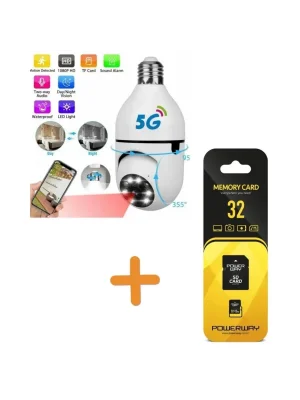 360° Panoramik Ampul Kamera | Wifi, Çift Wifi, Gece Görüşlü ve Hafıza Kartı Hediyeli