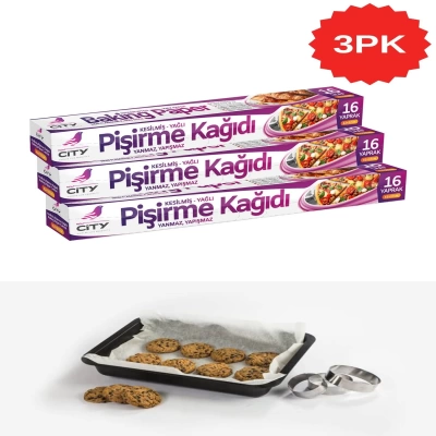 Kesilmiş Yağlı Pişirme Kağıdı Yanmaz Yapışmaz 16lı 3 Pk