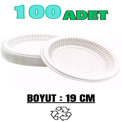 Ekonomik Yuvarlak Plastik Parti Davet Tabağı 100lü Paket Çap:19cm