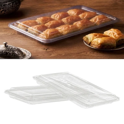 Plastik Kapaklı Sızdırmaz Baklava Kabı Saklama Kutusu 500cc 25 Adet