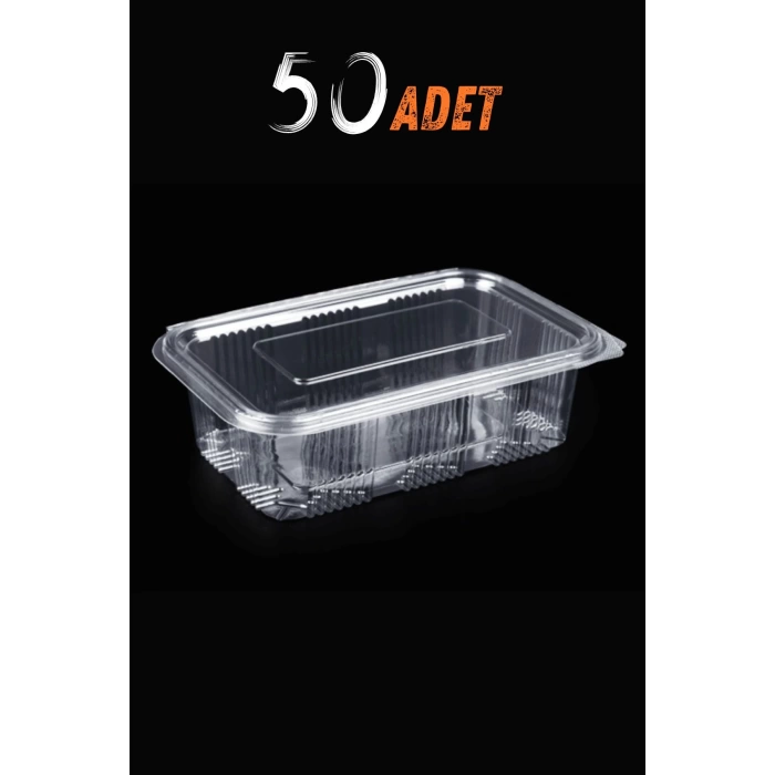 Plastik Kapaklı Kullan At Saklama Kabı Sızdırmaz Kap 750 ML  50 Adet