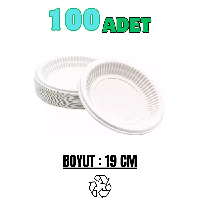 Ekonomik Yuvarlak Plastik Parti Davet Tabağı 100lü Paket Çap:19cm