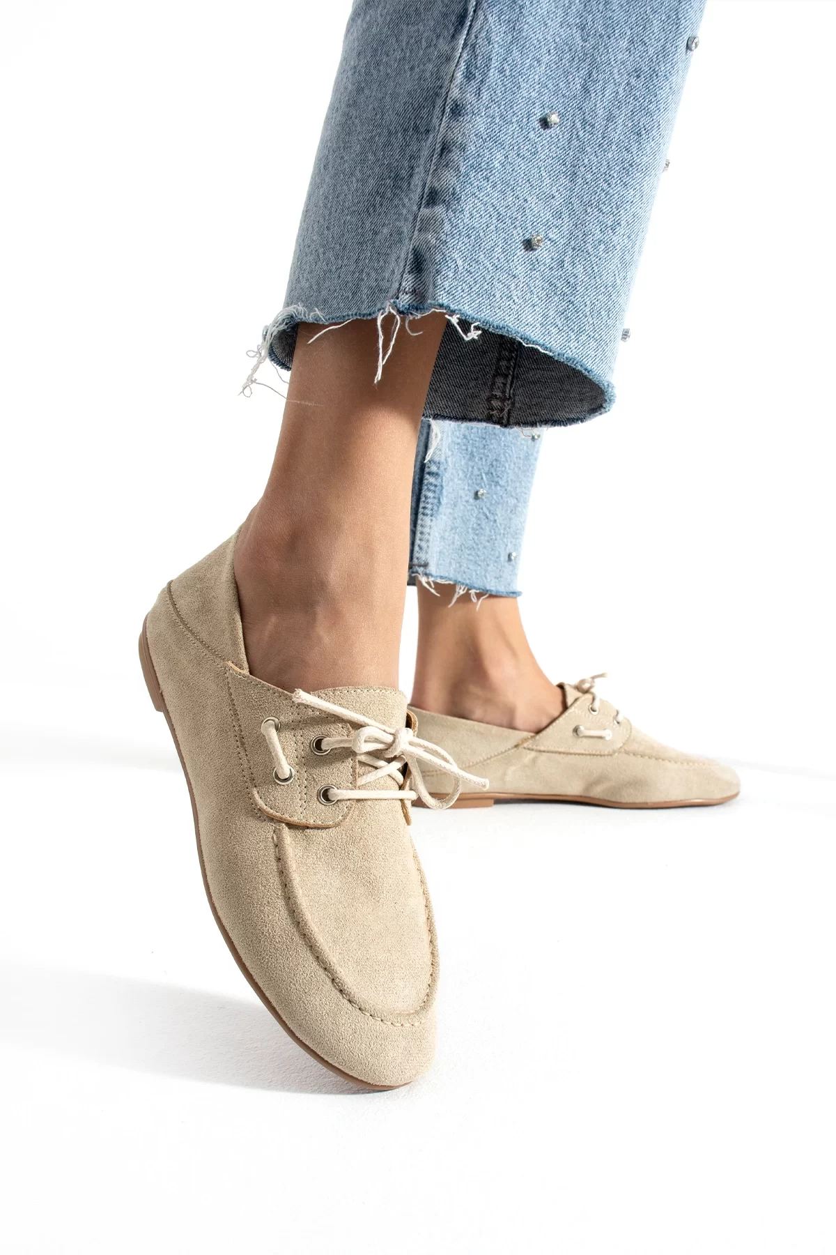 Casual Chic Bej Kadın Düz Taban Babet Ayakkabı