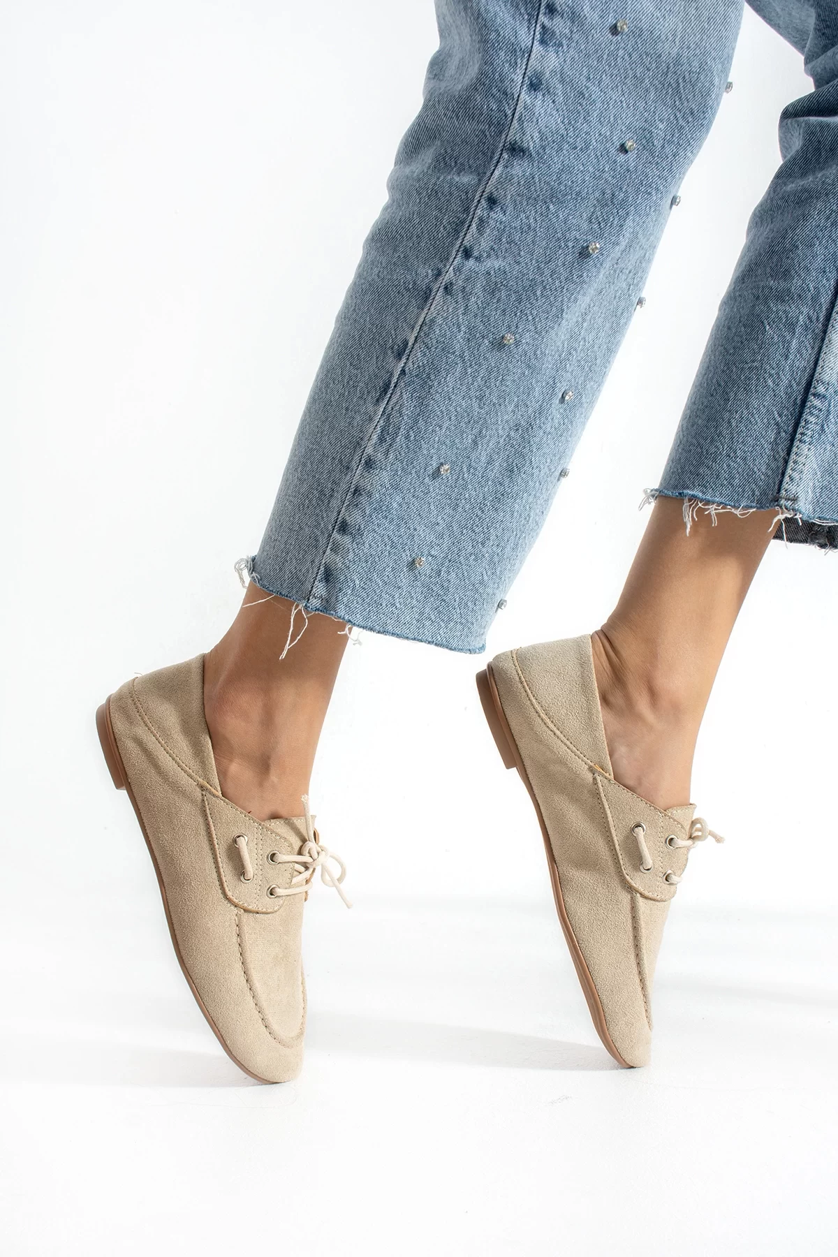 Casual Chic Bej Kadın Düz Taban Babet Ayakkabı