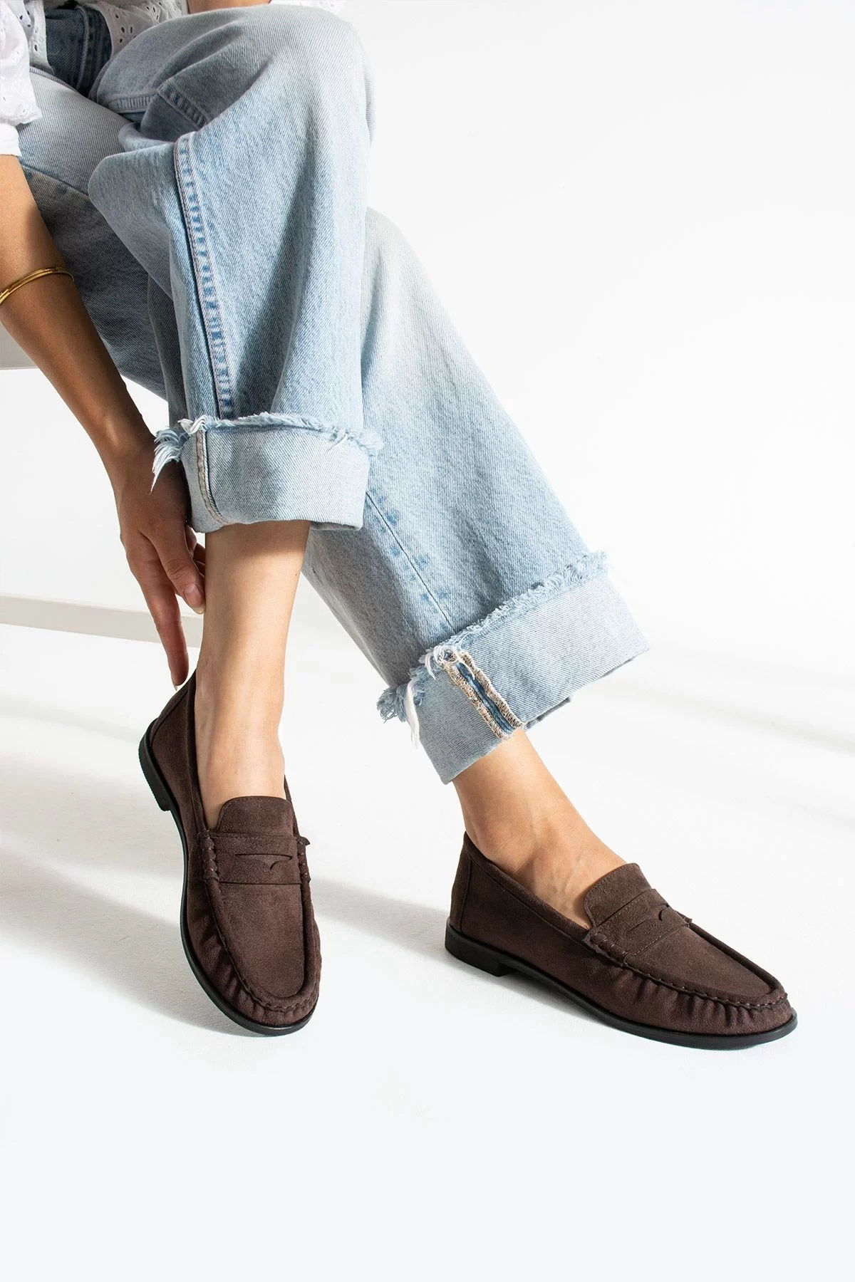 Casual Chic Kahve Kadın Bağcıksız Babet Ayakkabı