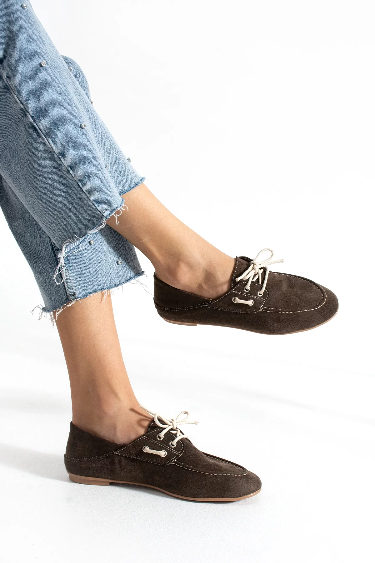 Casual Chic Koyu Kahve Kadın Düz Taban Babet Ayakkabı