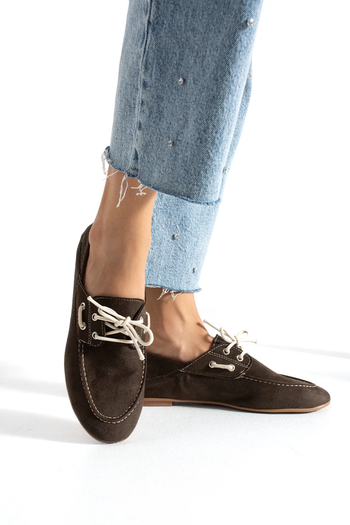 Casual Chic Koyu Kahve Kadın Düz Taban Babet Ayakkabı