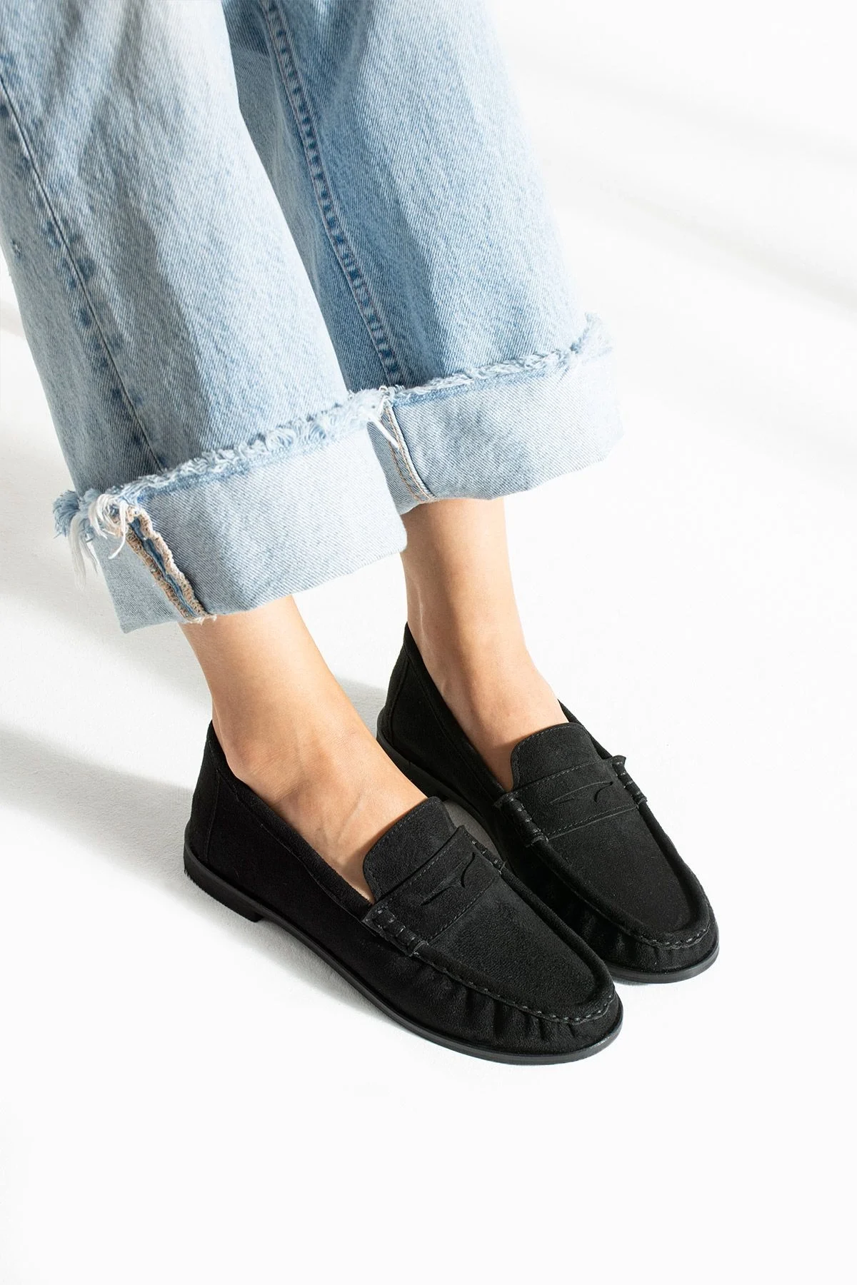 Casual Chic Siyah Kadın Bağcıksız Babet Ayakkabı