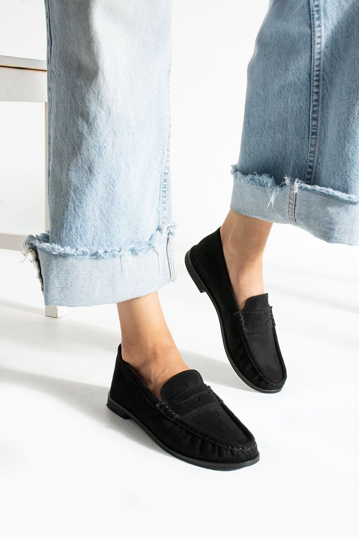 Casual Chic Siyah Kadın Bağcıksız Babet Ayakkabı