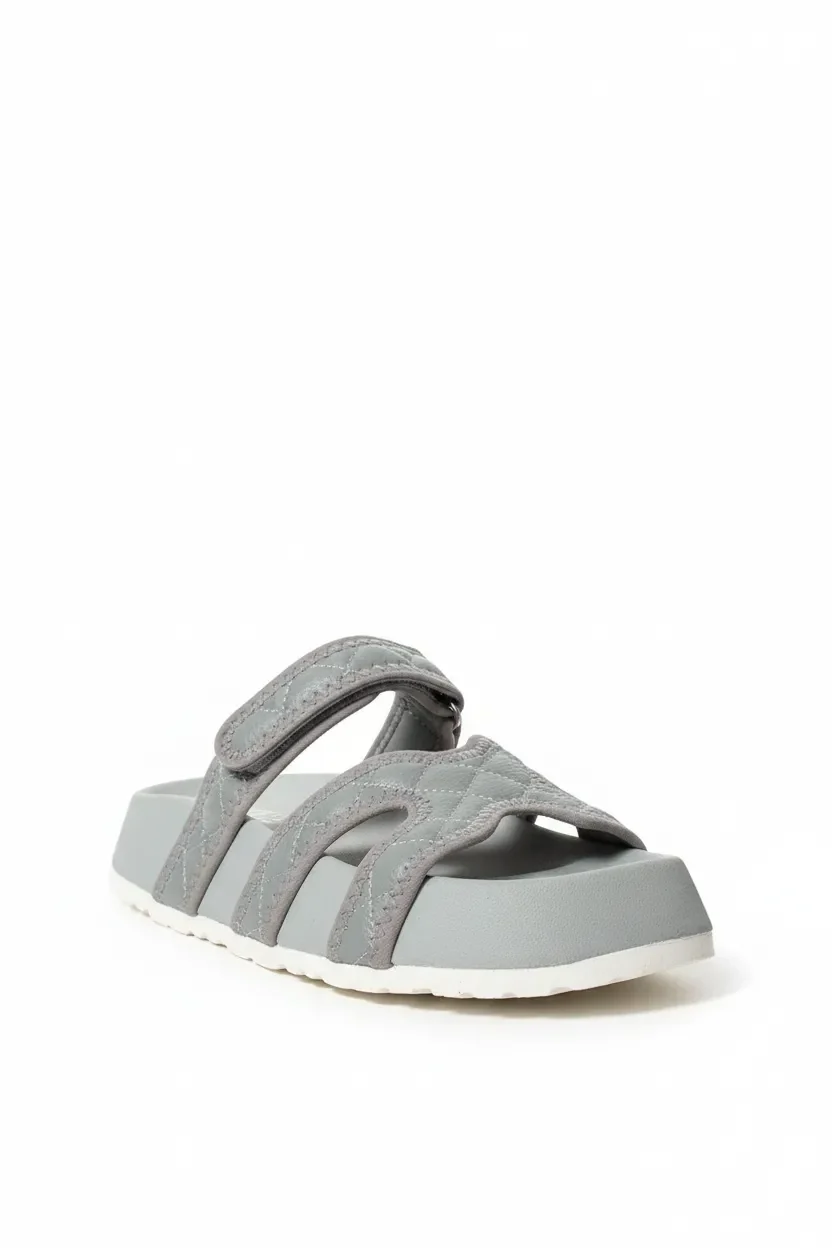 Kapitone Farmer Ev Dış Mekan Kadın Terlik – Gri