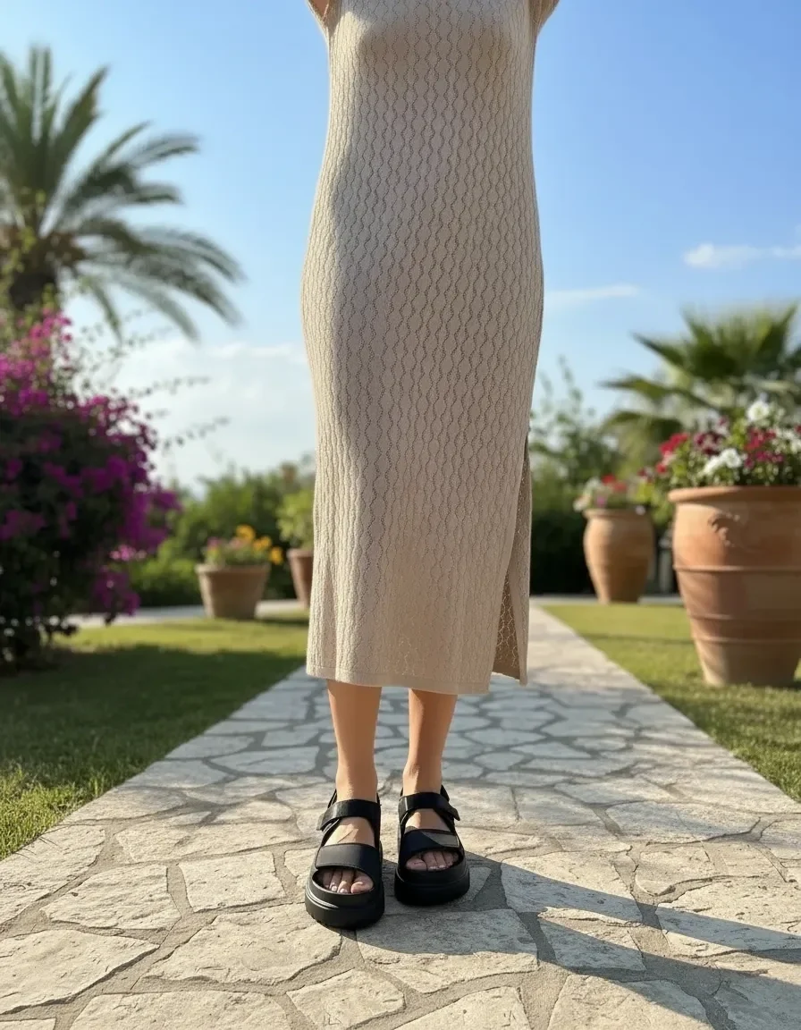 Loom Kadın Siyah Sandalet Rahat Günlük Yazlık Ayakkabı